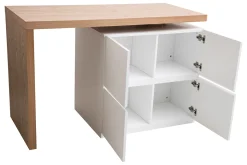 Miliboo Modularer Stehtisch mit Stauraum in Mattweiß und Eiche H91 cm MAX* Bartische/ Bar
