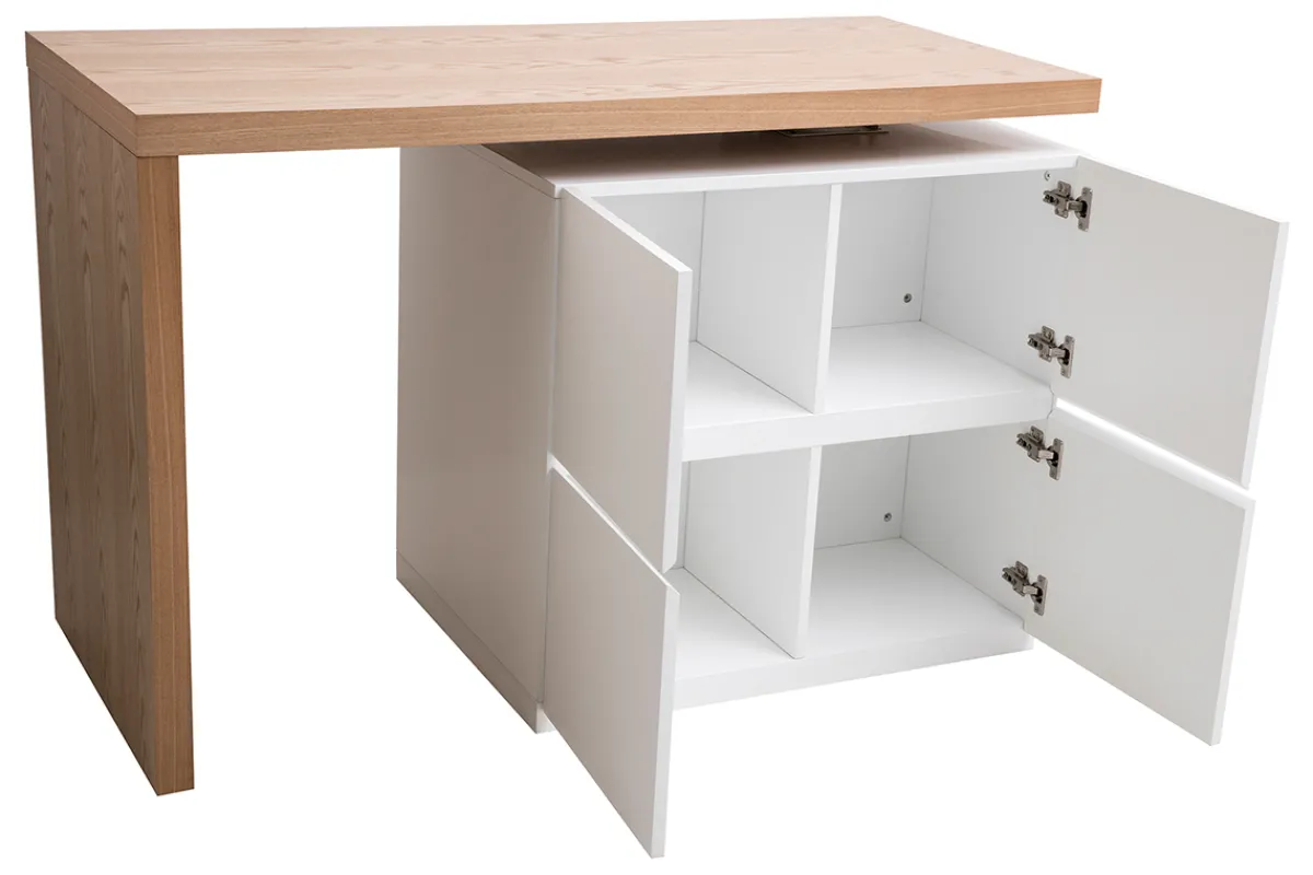 Miliboo Modularer Stehtisch mit Stauraum in Mattweiß und Eiche H91 cm MAX* Bartische/ Bar