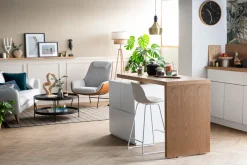 Miliboo Modularer Stehtisch mit Stauraum in Mattweiß und Eiche H91 cm MAX* Bartische/ Bar