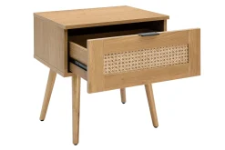Miliboo Nachttisch aus hellem Holz, Rattangeflecht und schwarzem Metall L50cm MANILLE* Nachttische