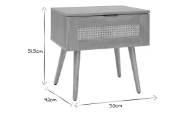 Miliboo Nachttisch aus hellem Holz, Rattangeflecht und schwarzem Metall L50cm MANILLE* Nachttische