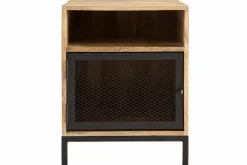 Miliboo Nachttisch aus Mangoholz und Metall perforiert RACK* Nachttische
