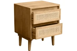 Miliboo Nachttisch aus massivem Mangoholz und Rattangeflecht mit Stauraum 2 Schubladen B40 cm ACANGE* Nachttische