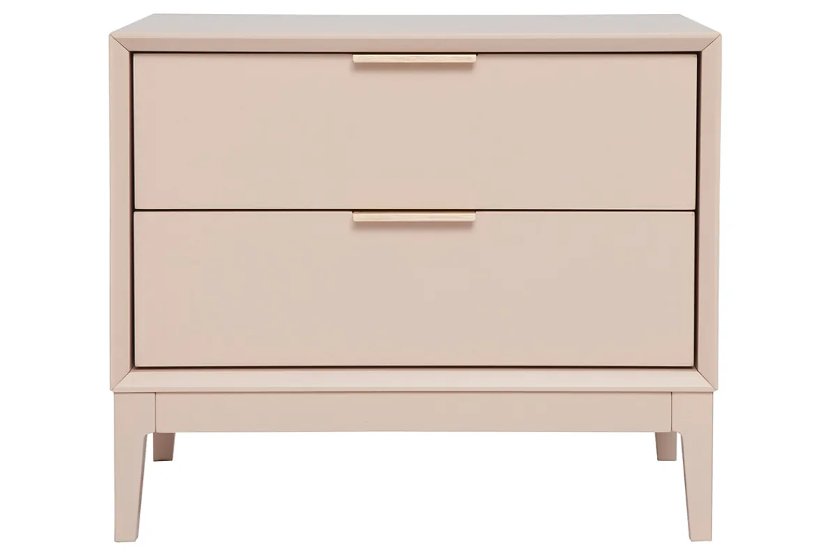 Miliboo Nachttisch in Puderrosa und goldfarbenem Metall mit Ablagen B60 cm GIANA* Nachttische
