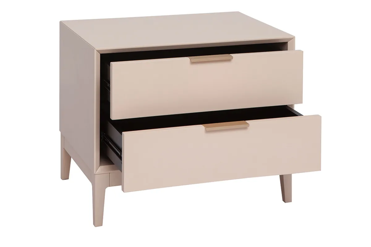 Miliboo Nachttisch in Puderrosa und goldfarbenem Metall mit Ablagen B60 cm GIANA* Nachttische