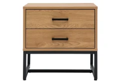 Miliboo Nachttisch mit 2 Schubladen in hellem Eichenholzfinish und schwarzen Metallgestell L50 cm LOVATO* Nachttische