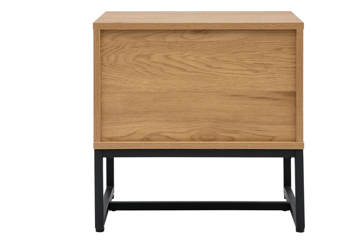Miliboo Nachttisch mit 2 Schubladen in hellem Eichenholzfinish und schwarzen Metallgestell L50 cm LOVATO* Nachttische