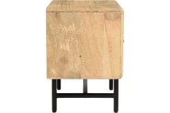 Miliboo Nachttisch mit Ablagefächern aus hellem, massivem Mangoholz mit Gravuren und schwarzem Metall B40 cm MORISSON* Nachttische