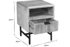 Miliboo Nachttisch mit Ablagefächern aus hellem, massivem Mangoholz mit Gravuren und schwarzem Metall B40 cm MORISSON* Nachttische