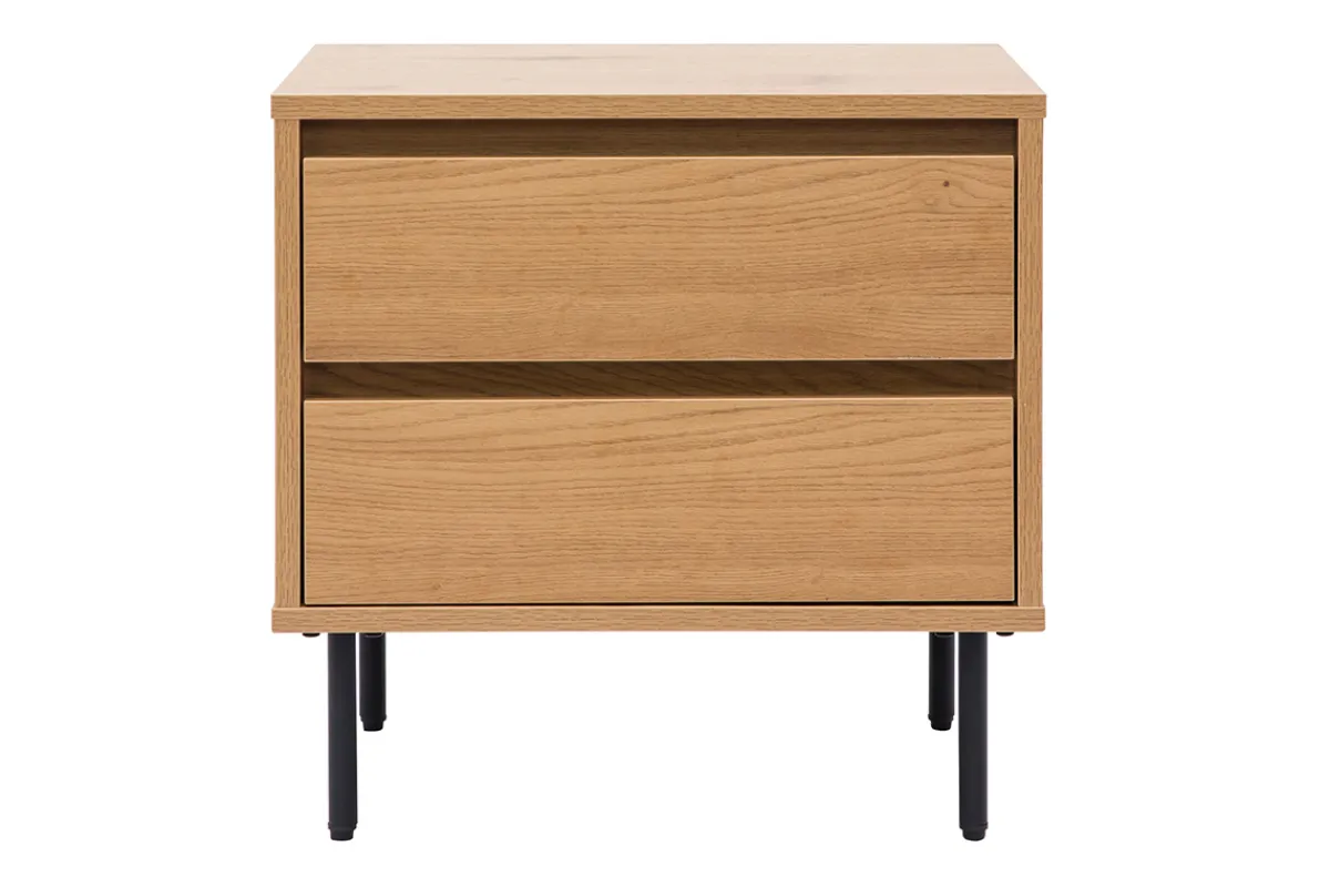Miliboo Nachttisch mit hellem Holzfinish in Eiche 2 Schubladen L50 cm ARAGON* Nachttische