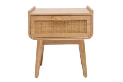 Miliboo Nachttisch mit Schublade aus hellem Massivholz und Rattangeflecht B50 cm ATHÈNE* Nachttische