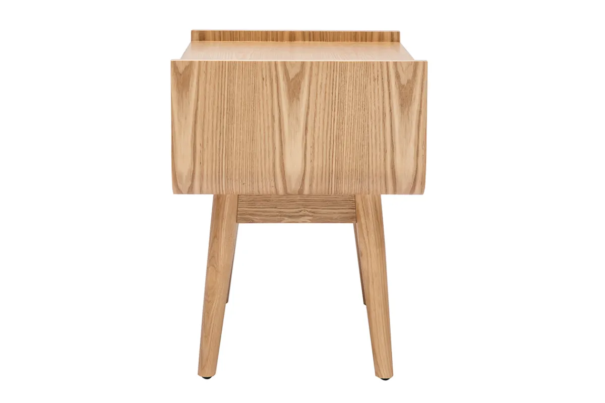 Miliboo Nachttisch mit Schublade aus hellem Massivholz und Rattangeflecht B50 cm ATHÈNE* Nachttische