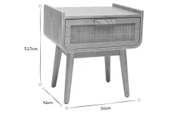 Miliboo Nachttisch mit Schublade aus hellem Massivholz und Rattangeflecht B50 cm ATHÈNE* Nachttische