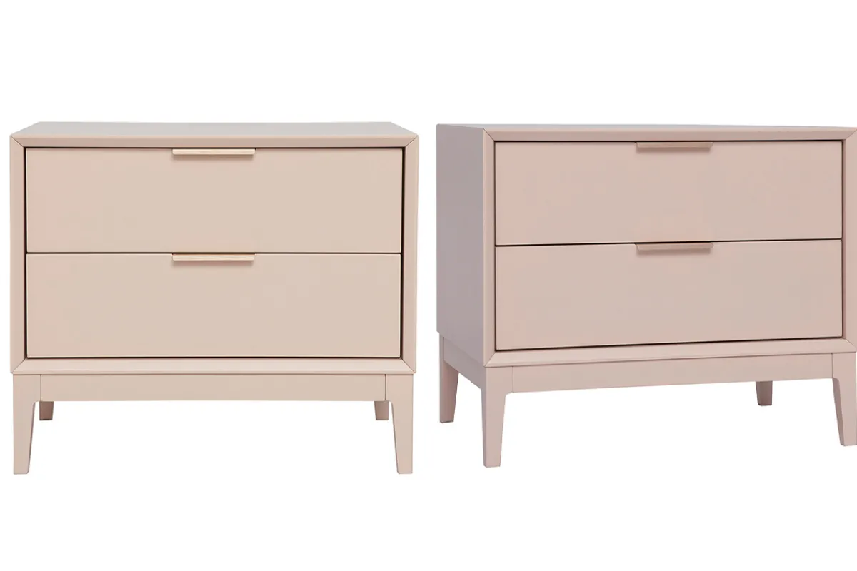 Miliboo Nachttische in Puderrosa und goldfarbenem Metall mit Ablagen B60 cm (2er-Set) GIANA* Nachttische