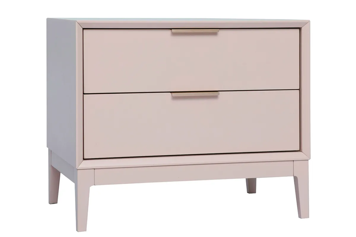 Miliboo Nachttische in Puderrosa und goldfarbenem Metall mit Ablagen B60 cm (2er-Set) GIANA* Nachttische