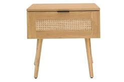 Miliboo Nachttische mit hellem Holzfinish, Rattangeflecht und schwarzem Metall L50cm (2er-Set) MANILLE* Nachttische