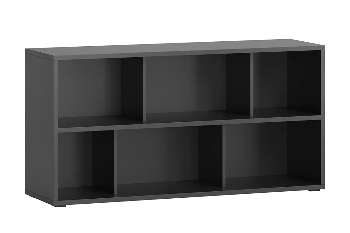 Miliboo Niedriger Bücherschrank mit schwarzem Holzfinish B140 cm EPURE* Bücherregale|Bücherregale