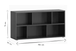 Miliboo Niedriger Bücherschrank mit schwarzem Holzfinish B140 cm EPURE* Bücherregale|Bücherregale