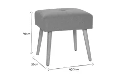 Miliboo Niedriger Hocker aus petrolblauem Veloursstoff und hellem, massivem Holz H46 cm GUESTA* Barhocker