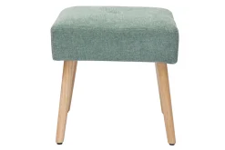 Miliboo Niedriger Hocker aus Stoff mit strukturiertem Samteffekt in Seladongrün und hellem Massivholz H46 cm GUESTA* Barhocker