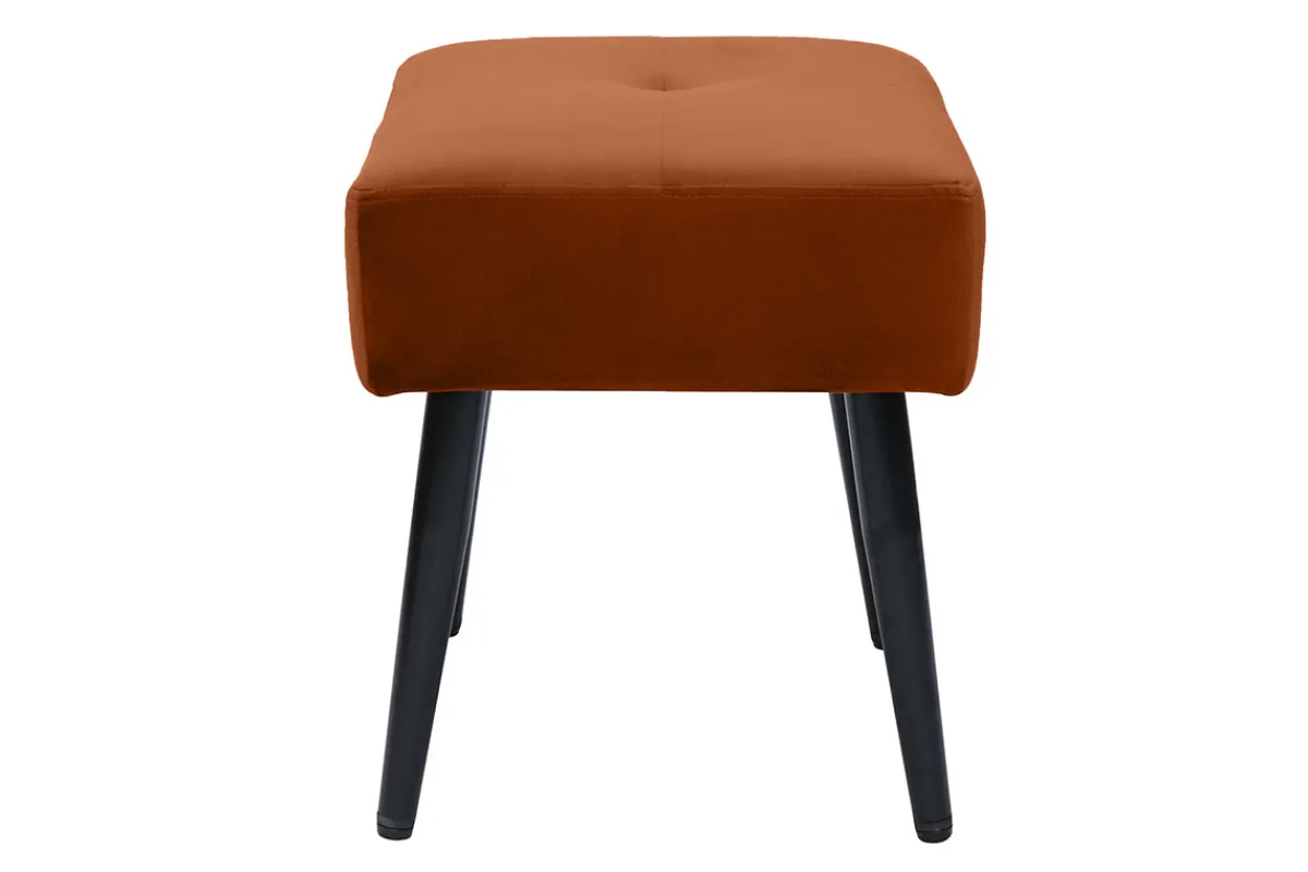 Miliboo Niedriger Hocker aus Stoff mit Samteffekt in Rostbraun und schwarzes Metall H46 cm GUESTA* Design-stühle