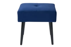 Miliboo Niedriger Hocker aus Stoff mit Samteffekt in Nachtblau und schwarzes Metall H46 cm GUESTA* Design-stühle