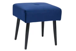 Miliboo Niedriger Hocker aus Stoff mit Samteffekt in Nachtblau und schwarzes Metall H46 cm GUESTA* Design-stühle