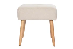Miliboo Niedriger Hocker aus Stoff mit strukturiertem Samteffekt in Beige und hellem Massivholz H46 cm GUESTA* Design-stühle