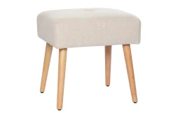 Miliboo Niedriger Hocker aus Stoff mit strukturiertem Samteffekt in Beige und hellem Massivholz H46 cm GUESTA* Design-stühle