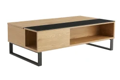 Miliboo Niedriger Tisch verstellbar aus Holz und Metall WYNN* Couchtische