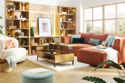 Miliboo Niedriger Tisch verstellbar aus Holz und Metall WYNN* Couchtische