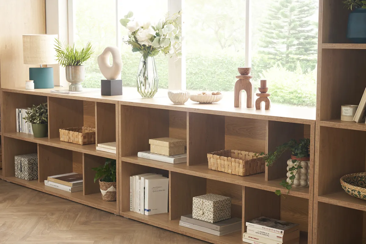 Miliboo Niedriges Bücherregal aus weißem Holz B140 cm EPURE* Bücherregale|Bücherregale