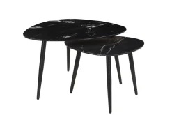 Miliboo Ovale ausziehbare Couchtische aus schwarzem Marmor und Metall (2er-Set) PLATZ* Couchtische