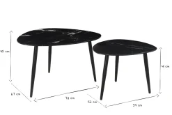 Miliboo Ovale ausziehbare Couchtische aus schwarzem Marmor und Metall (2er-Set) PLATZ* Couchtische