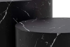 Miliboo Ovale Design-Beistelltische mit Marmor-Effekt in Schwarz (2er-Set) FAMOSA* Couchtische