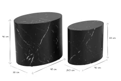 Miliboo Ovale Design-Beistelltische mit Marmor-Effekt in Schwarz (2er-Set) FAMOSA* Couchtische