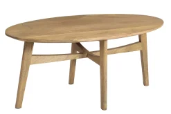 Miliboo Ovaler Couchtisch aus massivem, hellen Mangoholz B100 cm PALEY* Couchtische
