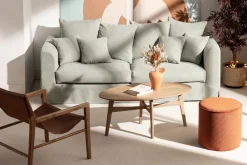 Miliboo Ovaler Couchtisch aus massivem, hellen Mangoholz B100 cm PALEY* Couchtische