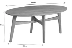 Miliboo Ovaler Couchtisch aus massivem, hellen Mangoholz B100 cm PALEY* Couchtische