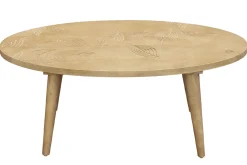 Miliboo Ovaler Couchtisch aus massivem Mangoholz mit Gravur KAFFIR* Couchtische