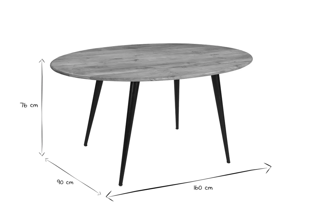 Miliboo Ovaler Esstisch aus massivem Akazienholz und Metall B160 cm OBALI* Esstische