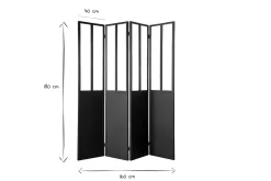Miliboo Paravent 4 Flügel aus Metall Schwarz und Glas RACK* Paravent|Alle Dekoration