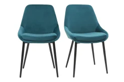 Miliboo Petroleumblaue Samtstühle (2er-Set) HOLO* Design-stühle