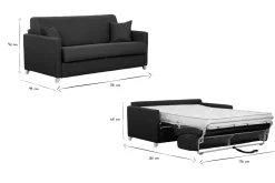 Miliboo Pfauenblau skandinavisches 3-Sitzer-Sofabett SKANDY* Schlafsofas