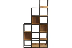 Miliboo Raumteiler-Regal aus Mangoholz und schwarz lackiertem Holz H180 cm FINLEY* Bücherregale|Bücherregale
