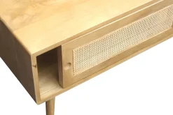 Miliboo Rechteckiger Couchtisch mit Stauraum aus massivem Mangoholz und Rattangeflecht B100 cm ACANGE* Couchtische