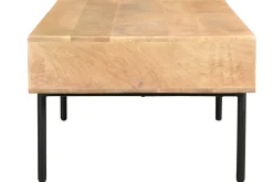 Miliboo Rechteckiger Couchtisch mit Stauraum 2 Schubladen aus hellem, massiven Mangoholz und schwarzem Metall B 100cm JUDE* Couchtische
