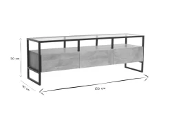Miliboo Rechteckiges TV-Möbel mit Ablagefächern aus massivem Mangoholz, Glas und schwarzem Metall B150 cm DIYA* Tv-lowboards