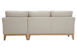 Miliboo Rechtsseitiges Ecksofa 4-Sitzer aus beigem Stoff mit abnehmbaren Bezug und hellem Holz OSLO* Ecksofas