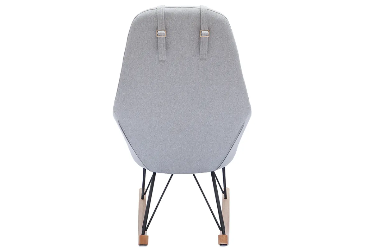 Miliboo Relax-Sessel - Schaukelstuhl Stoff Grau Füße Metall und Esche JHENE* Design-sessel|Schaukelstühle